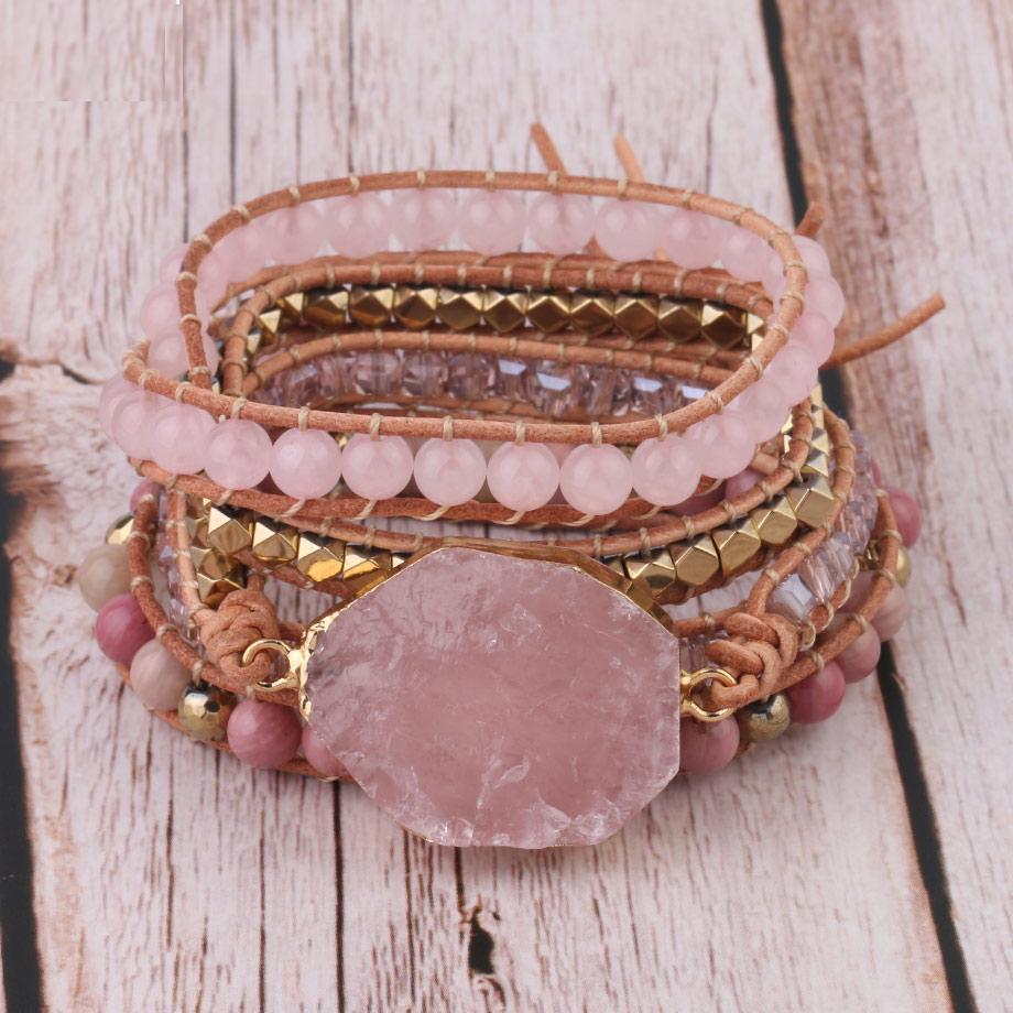 Amoria Armband – Elegantes goldenes Rosenquarz-Armband