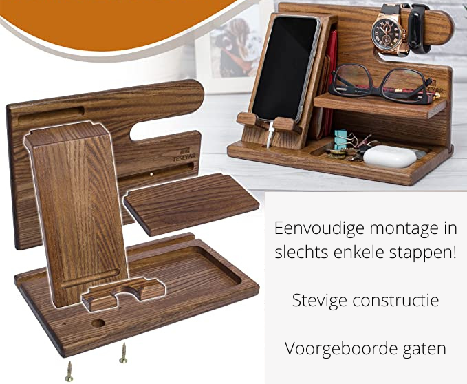 WoodDock – Stylish Wooden Organizer for Devices
