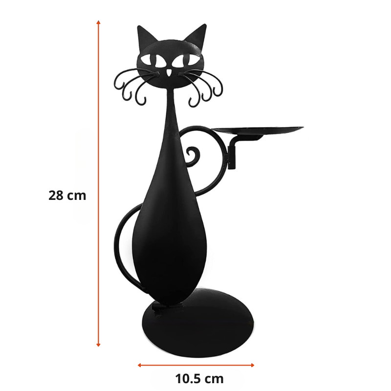 Midnight Panther - Mystical Black Cat Candle Holder