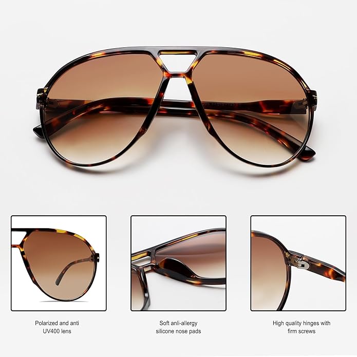 AmaraVision - Retro Large Aviator Sunglasses