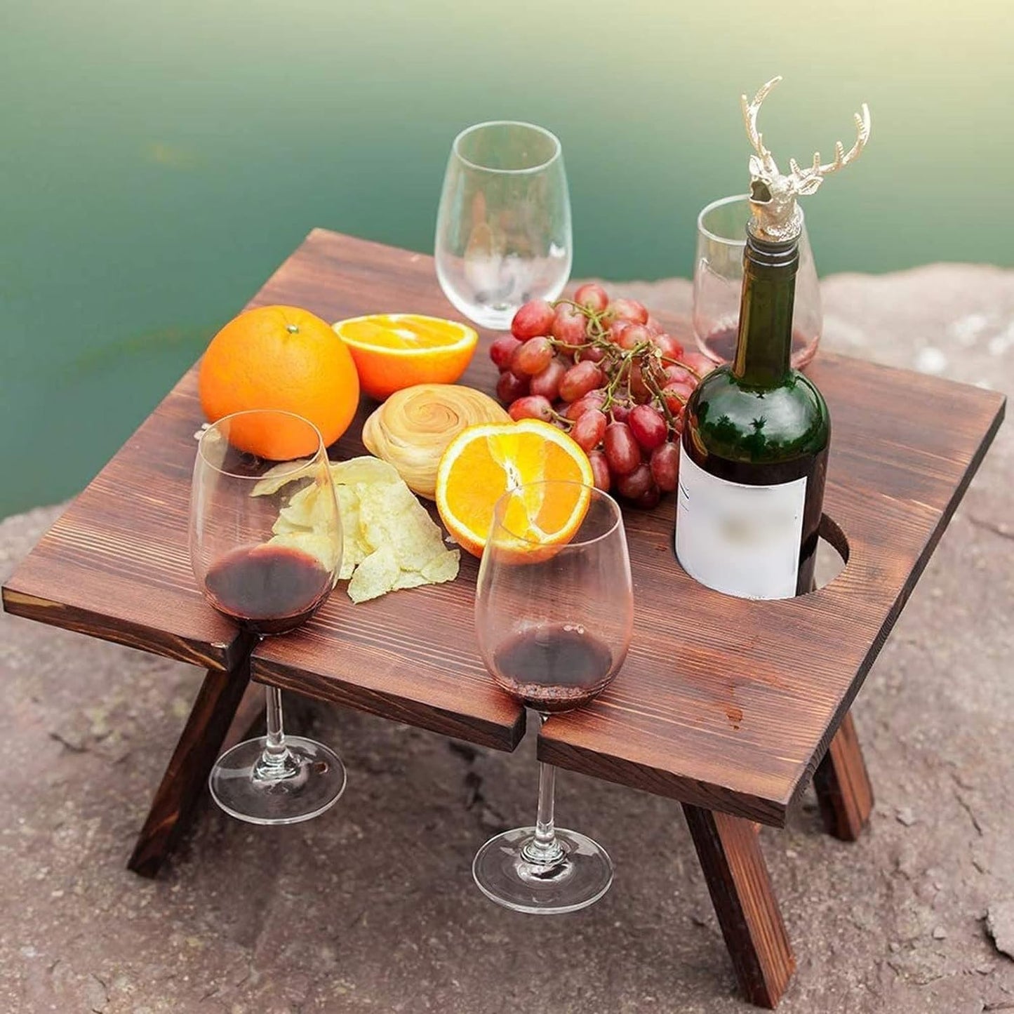 WoodenWine RackTable – Stylish Portable Wine Storage