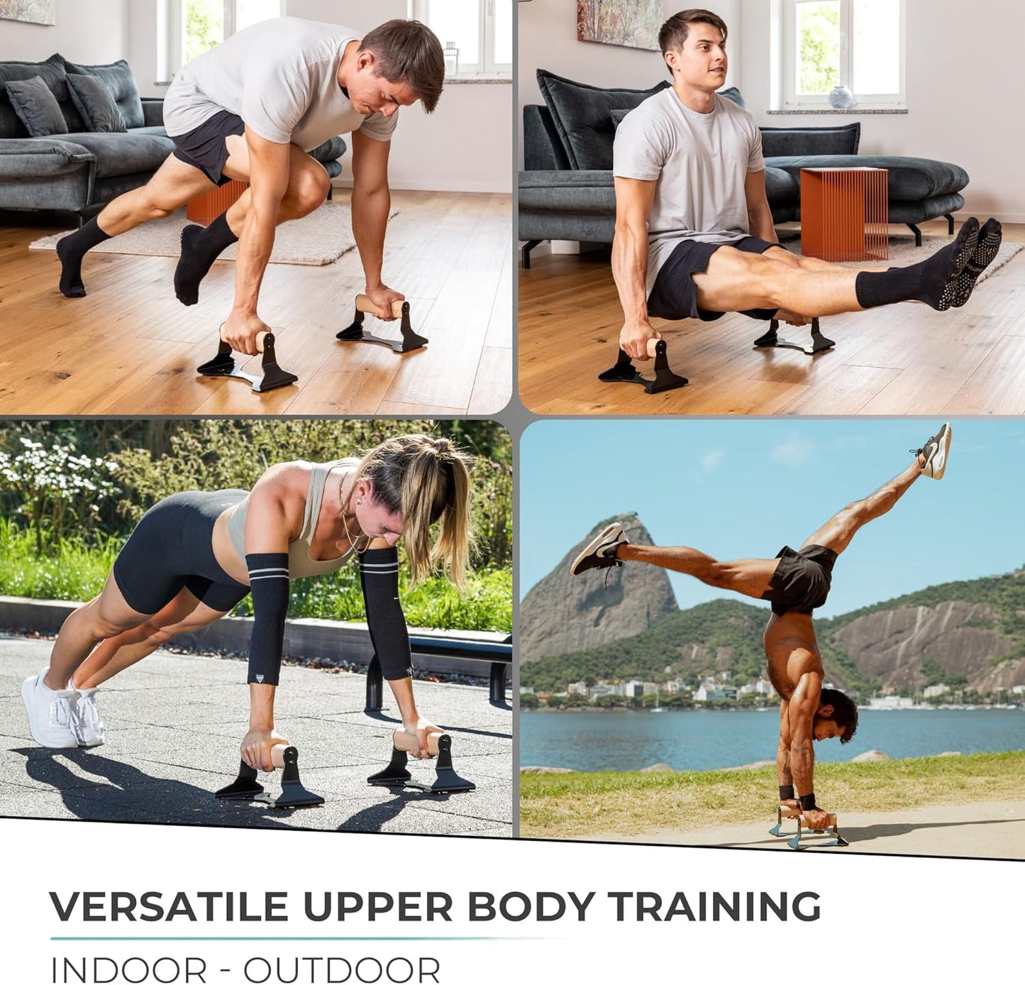 PowerGrip - Wooden Push-Up Parallettes with Anti-Slip