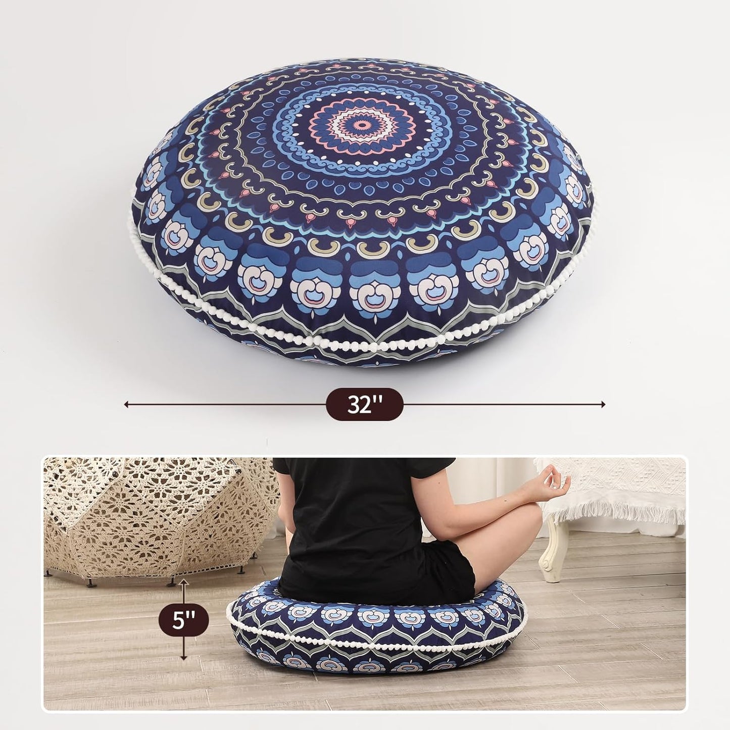 MemoryZen - Large Meditation Cushion with Memory Foam (81 cm)