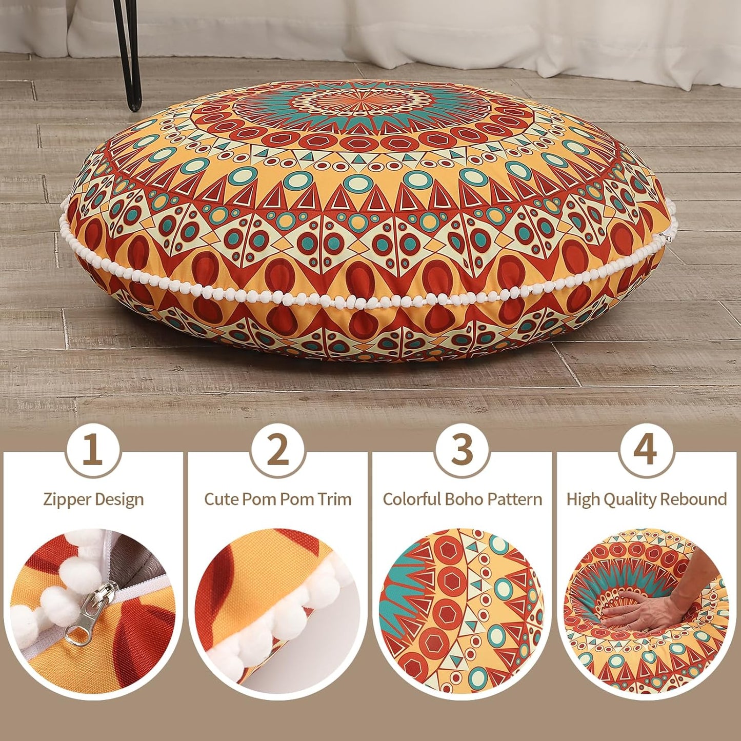 MemoryZen - Large Meditation Cushion with Memory Foam (81 cm)