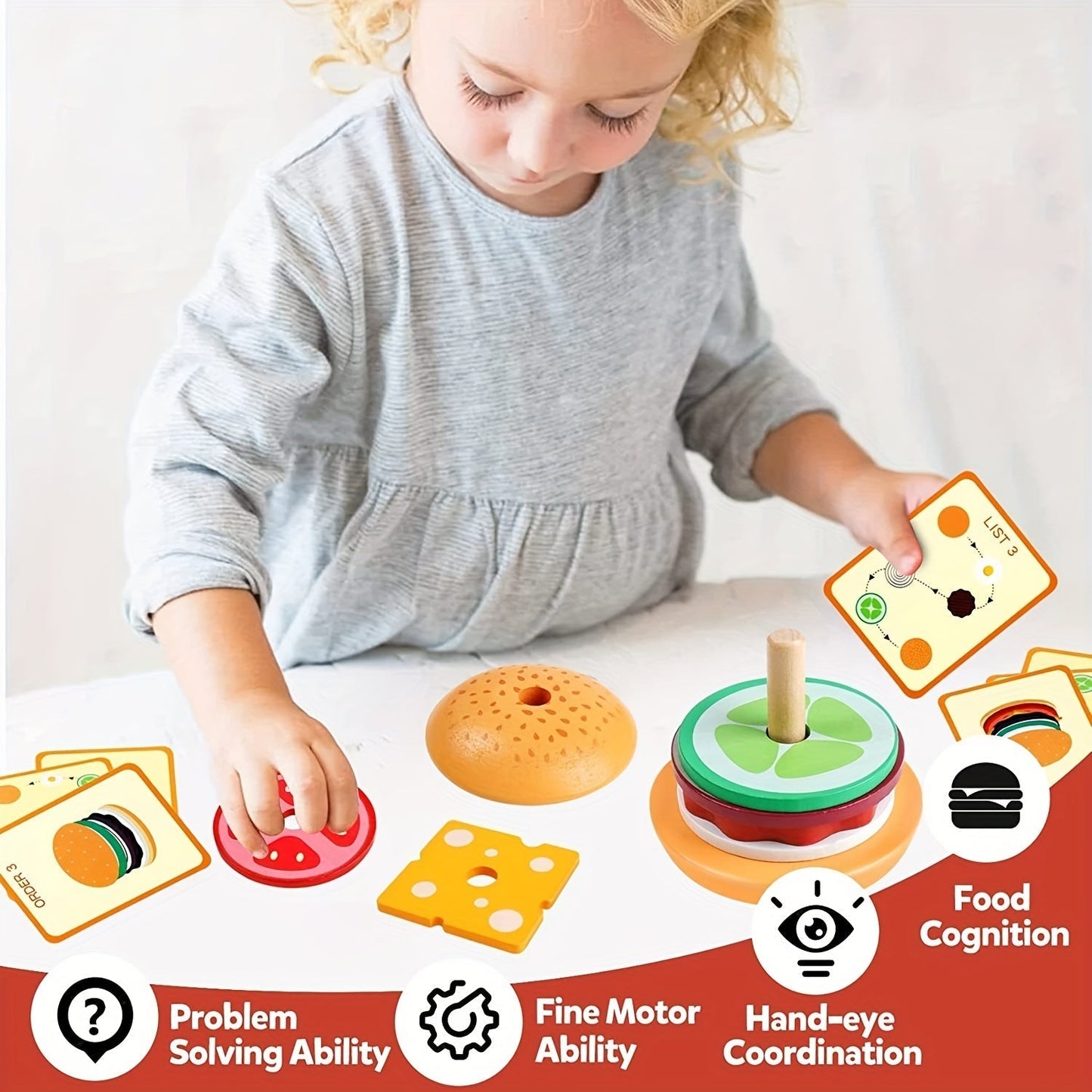 BurgerBuilders - Creatief Montessori Stapel Speelgoed