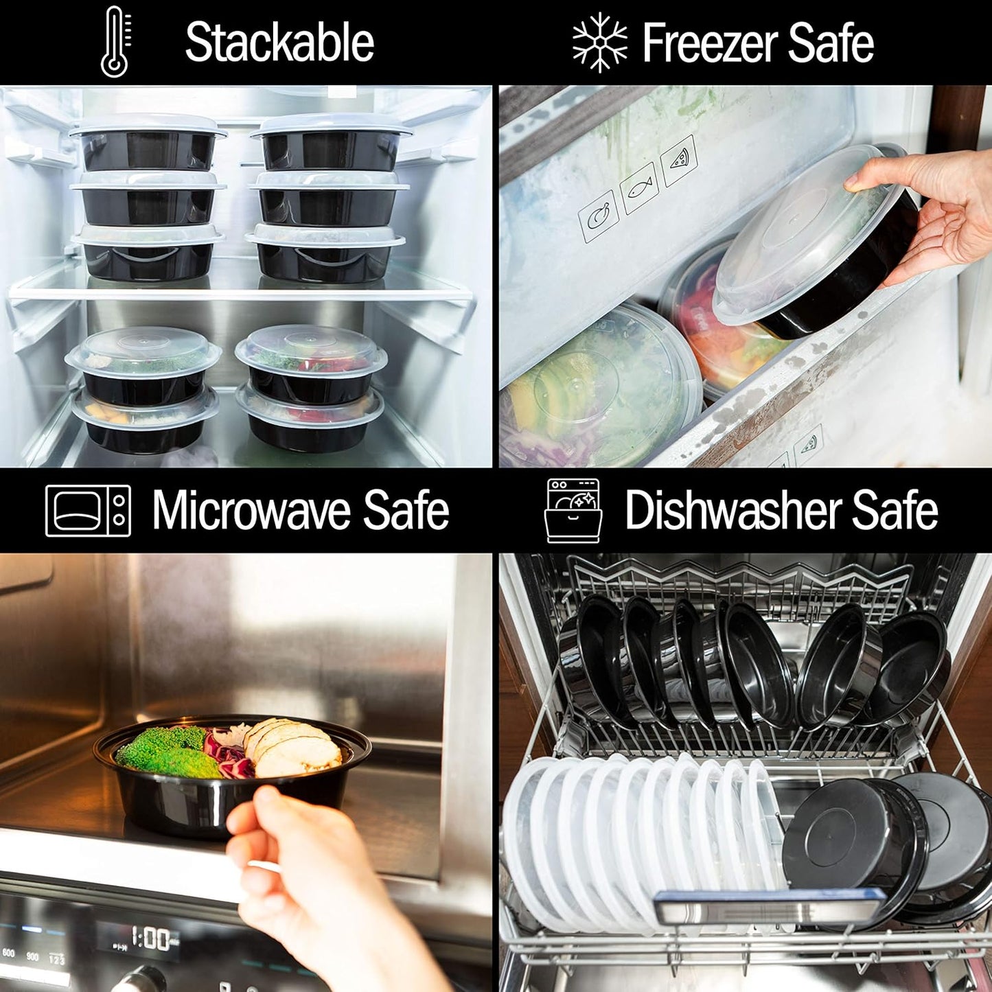 MealPrepPro - Durable Round Plastic Storage Boxes