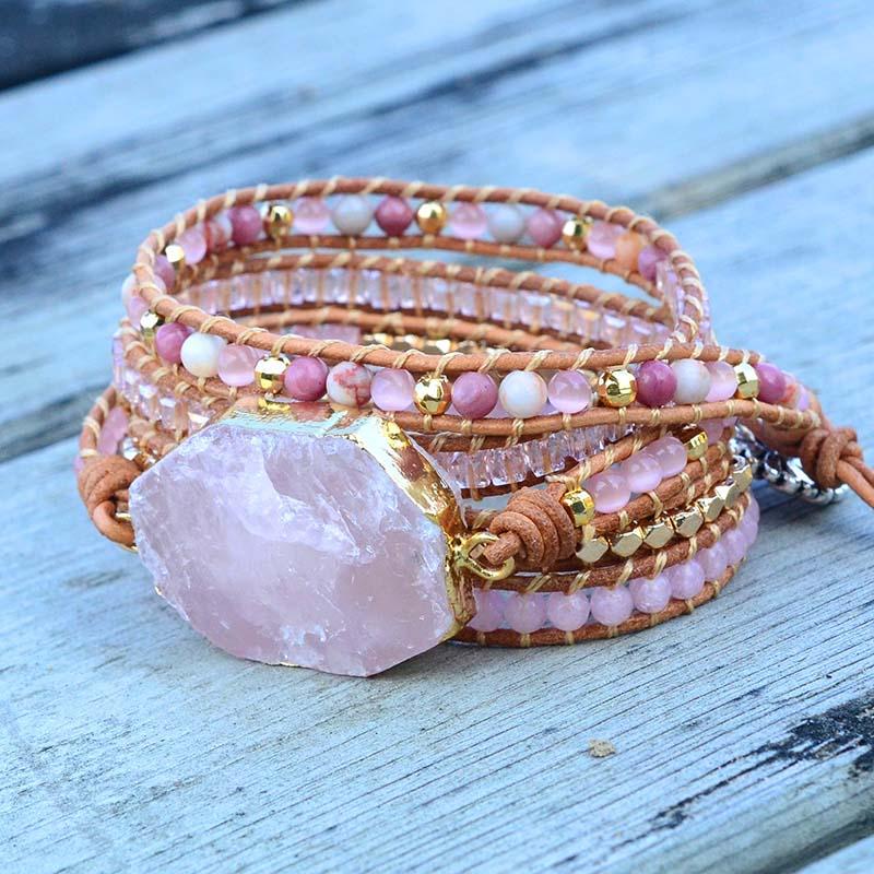 Amoria Armband – Elegantes goldenes Rosenquarz-Armband