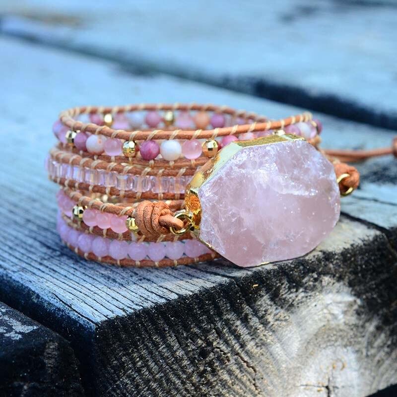 Amoria Armband – Elegantes goldenes Rosenquarz-Armband