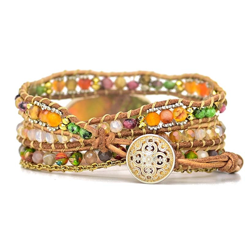HamsaCharm - Elegant Wrap Bracelet with Amazonite Stone