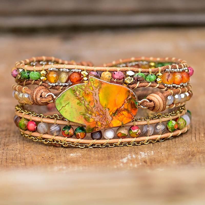 HamsaCharm - Elegant Wrap Bracelet with Amazonite Stone