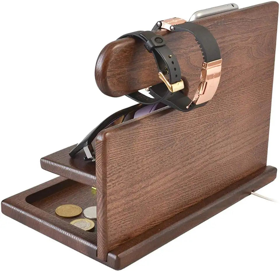 WoodDock – Stylish Wooden Organizer for Devices