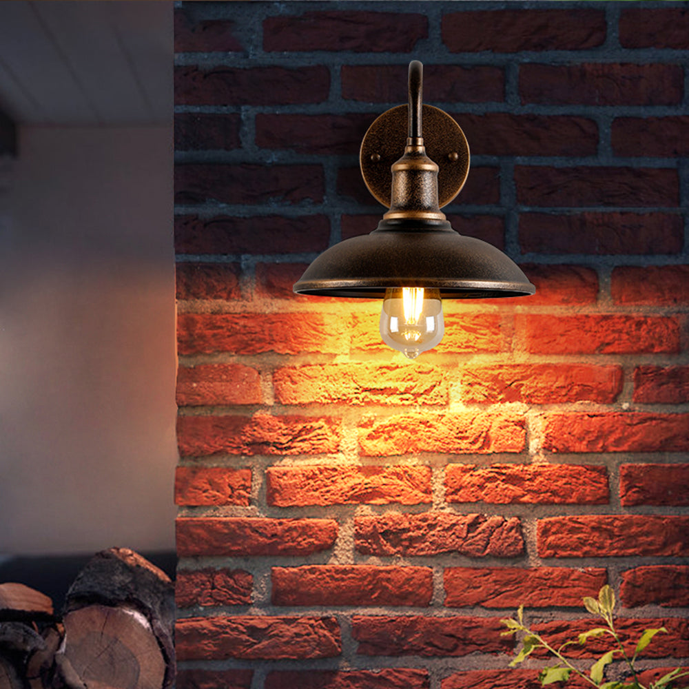 Alessio Vintage-Inspired Dome-Shaped Antique Brass Waterproof Outdoor Wall Lamp – IP65 Rated