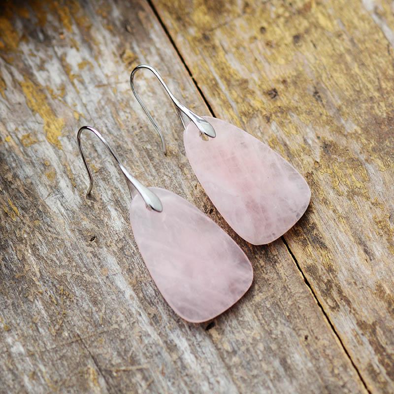 AuraGlow Earrings - Elegant Rose Quartz Protective Jewelry