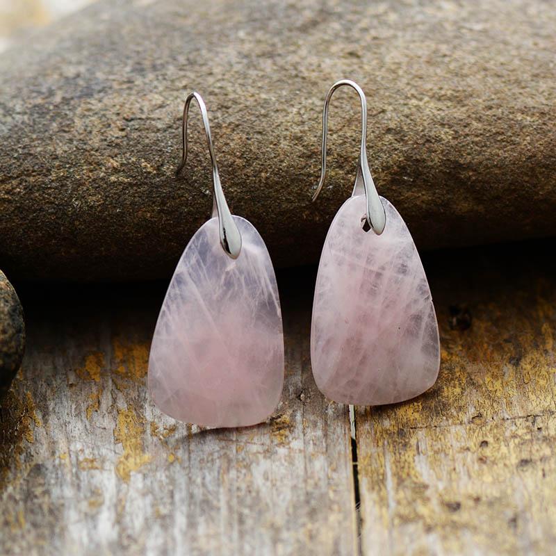 AuraGlow Earrings - Elegant Rose Quartz Protective Jewelry