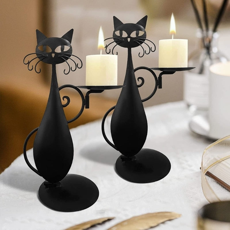 Midnight Panther - Mystical Black Cat Candle Holder
