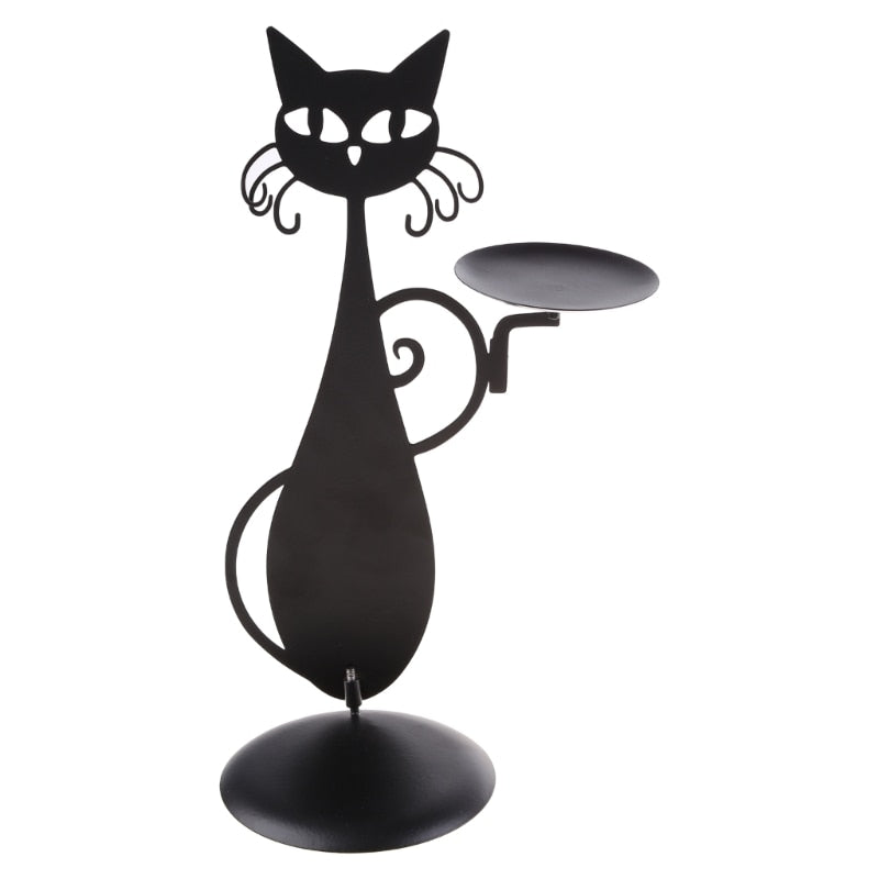 Midnight Panther - Mystical Black Cat Candle Holder