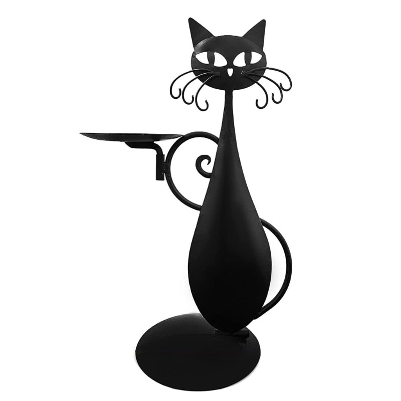 Midnight Panther - Mystical Black Cat Candle Holder