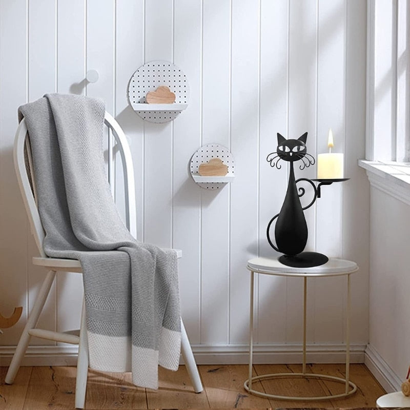 Midnight Panther - Mystical Black Cat Candle Holder