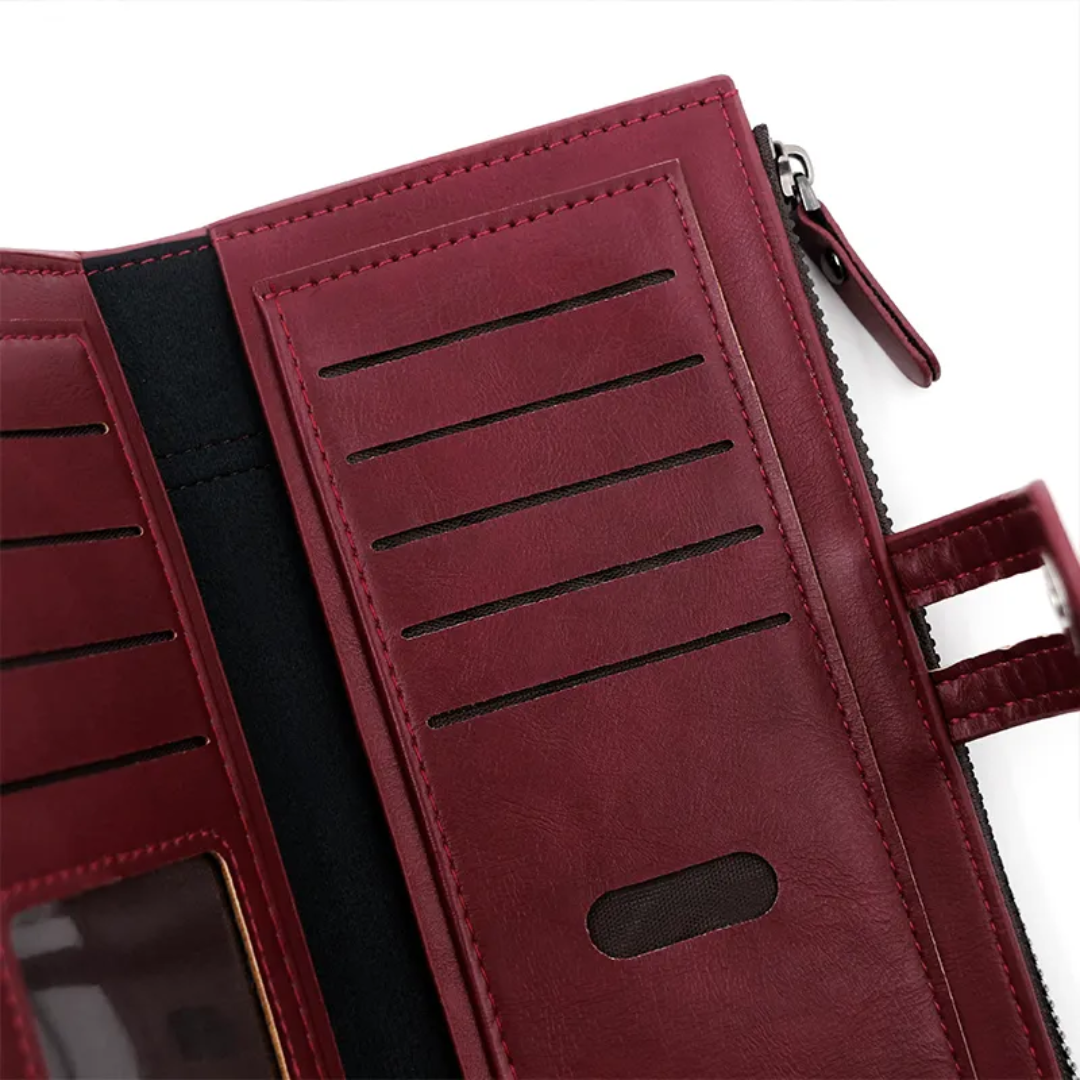 ElegantLeather - Long Leather Wallet for Ladies