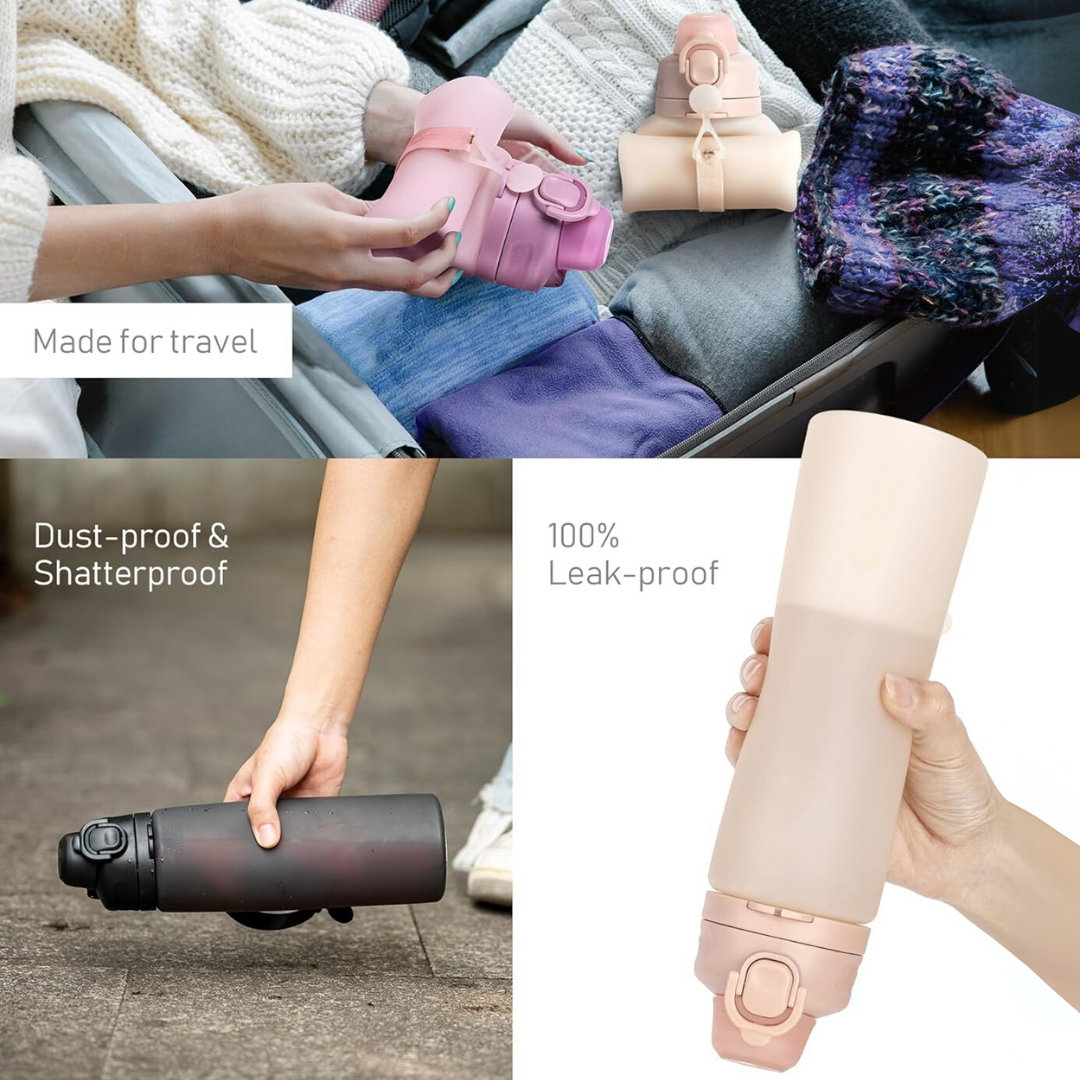 FlexiHydrate - Foldable Silicone Water Bottle 600ml