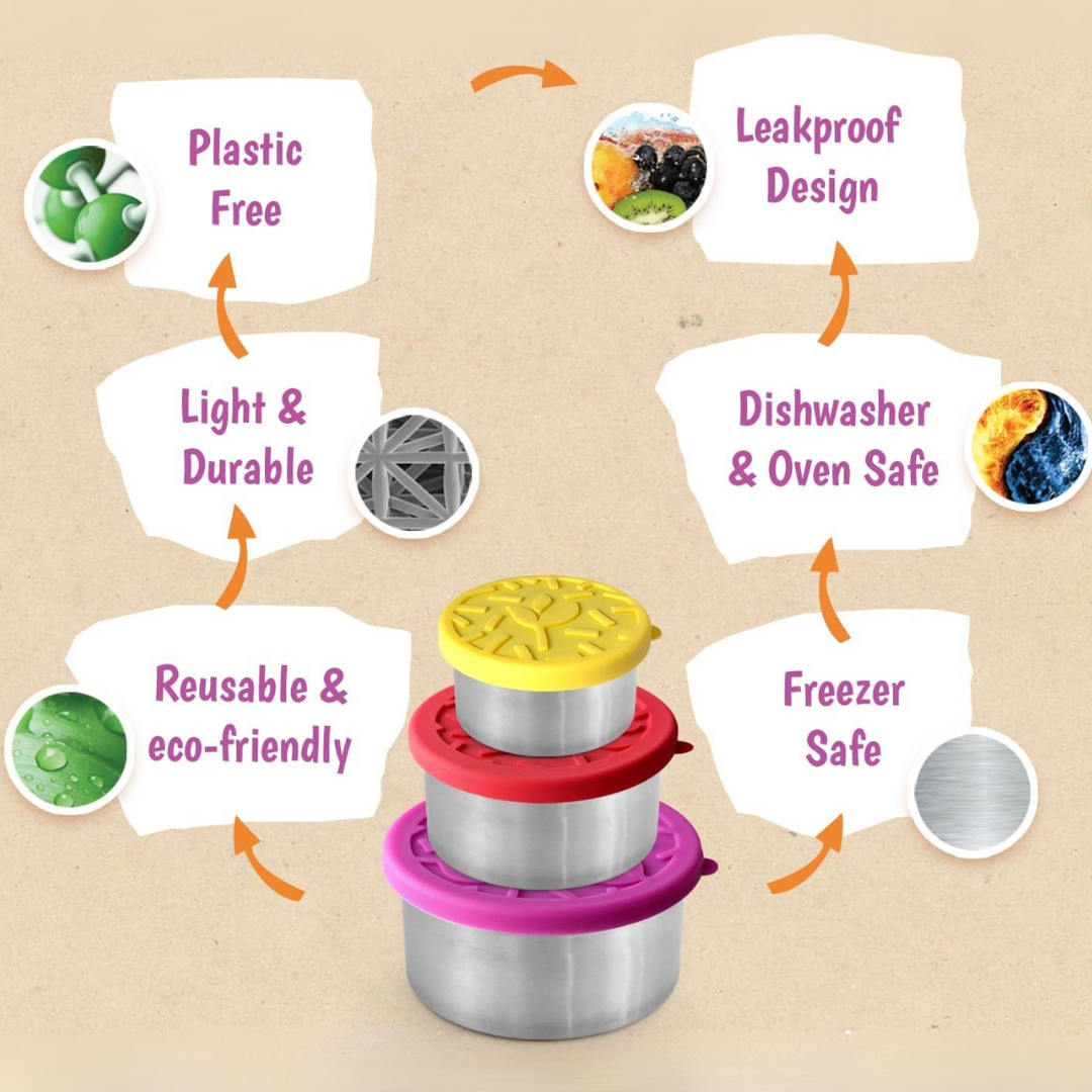 FreshBox Set - stainless steel lunch boxes with lids