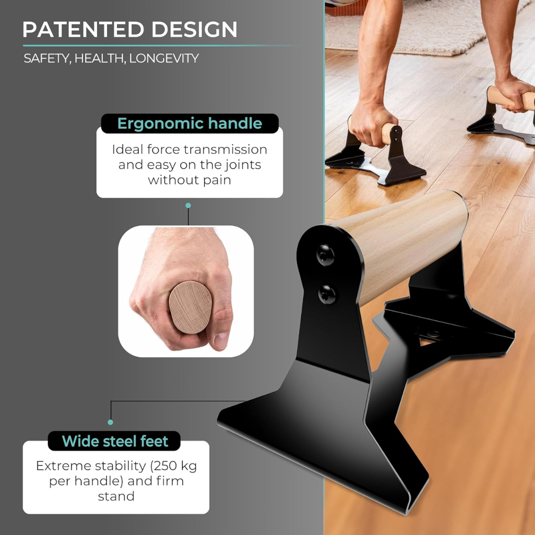 PowerGrip - Wooden Push-Up Parallettes with Anti-Slip