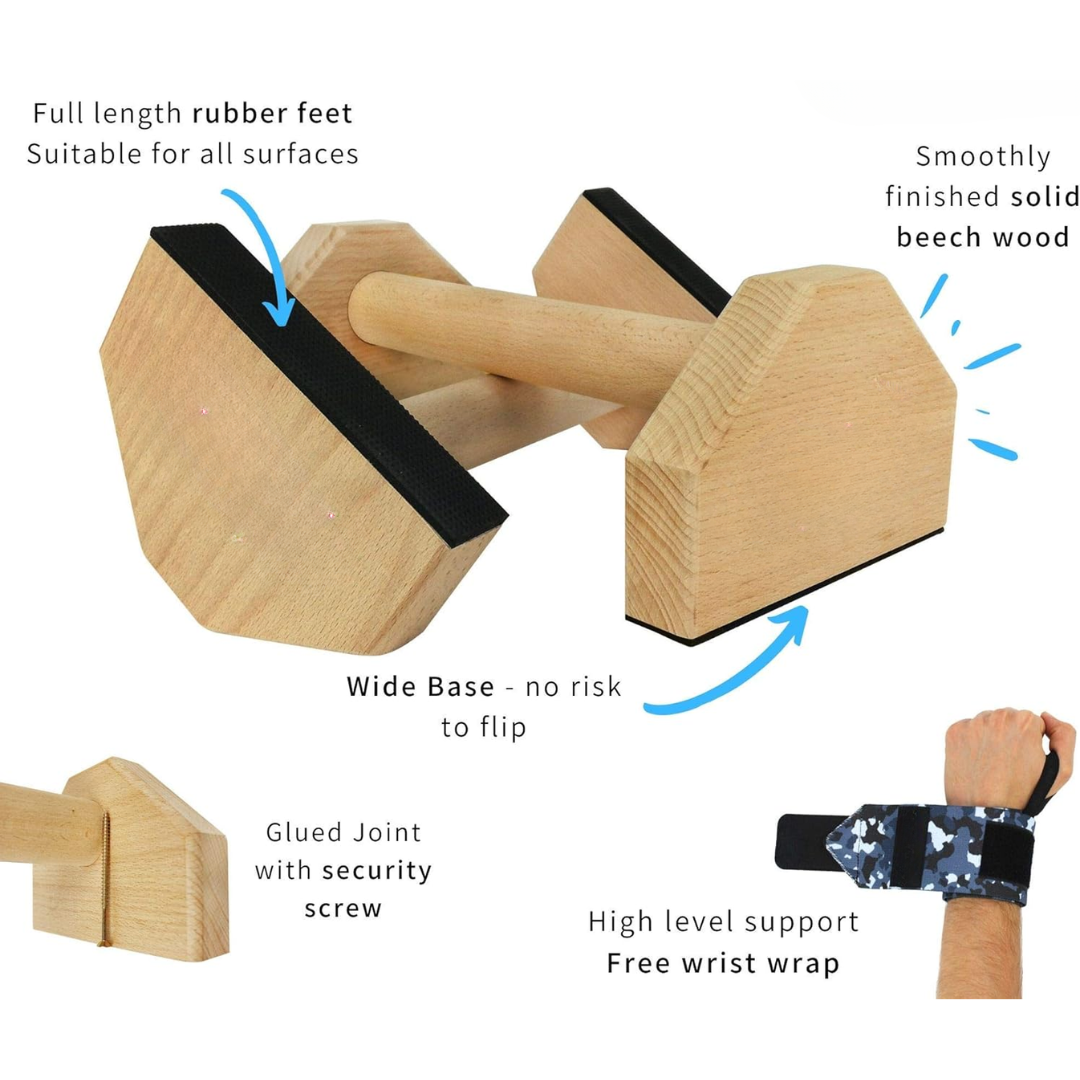 Calisthenics PowerBars – Sturdy Wooden Push-Up Bars