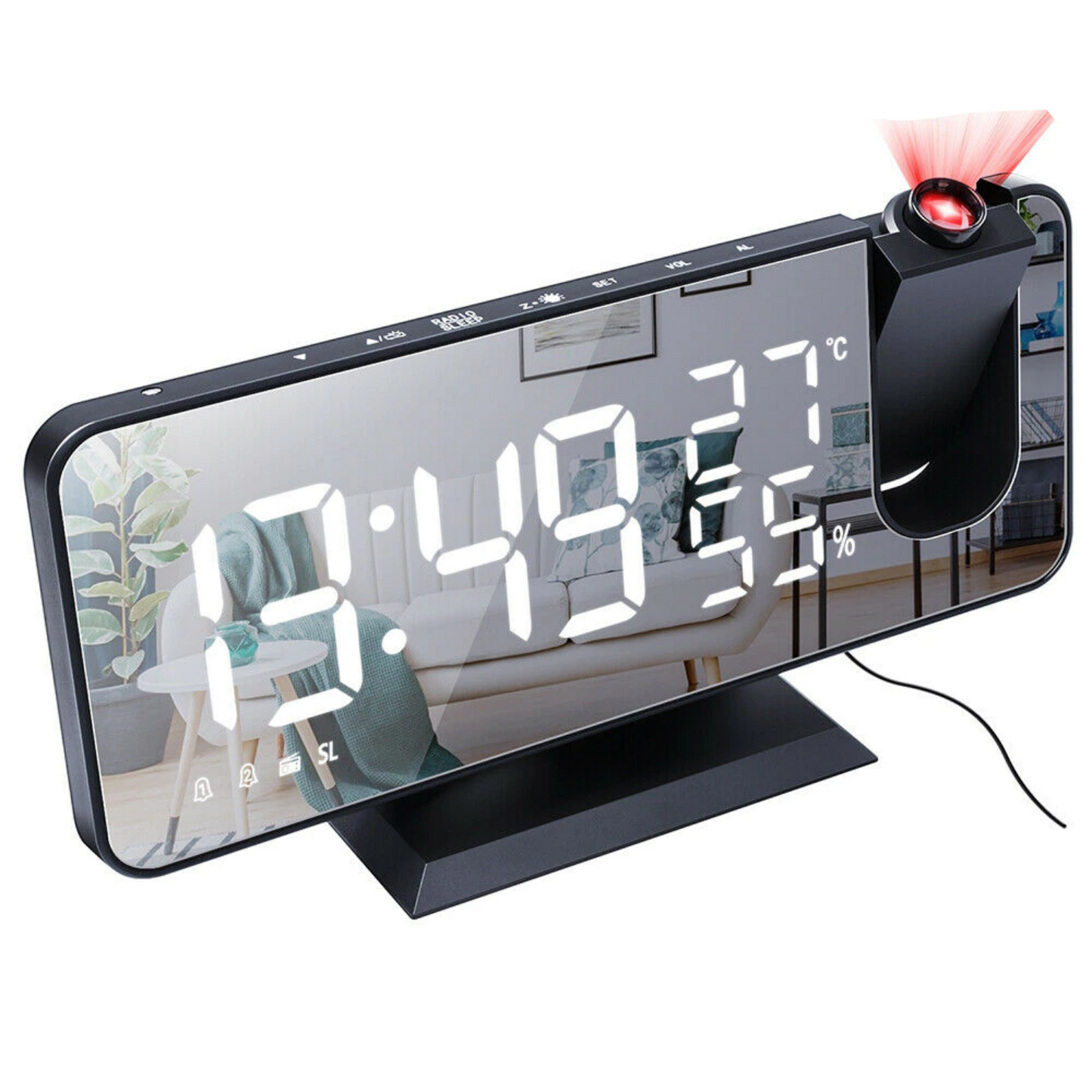 Astronatic – Innovative LED Projector Alarm Clock with USB