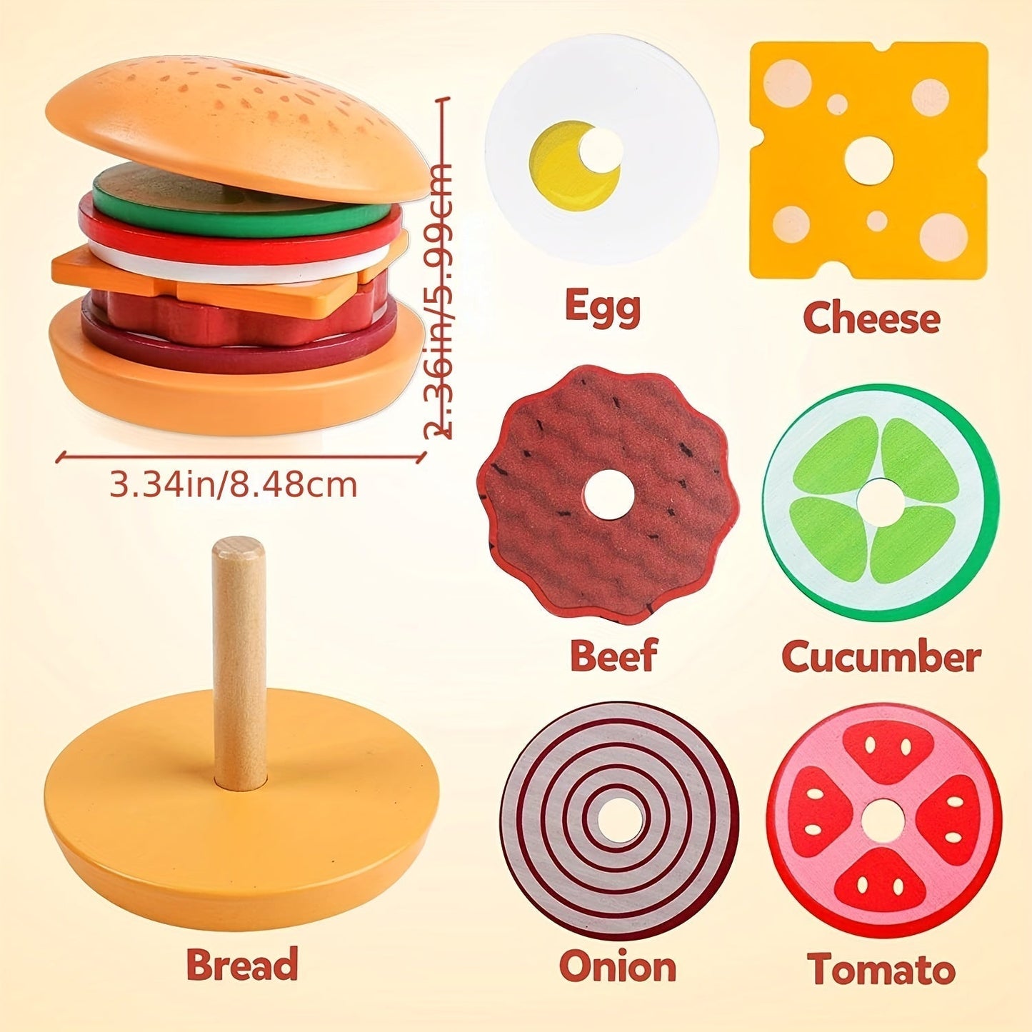 BurgerBuilders - Creatief Montessori Stapel Speelgoed