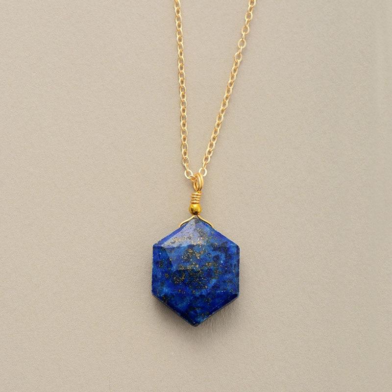 Lapis Lazuli Hexagon Necklace – Timeless Elegance