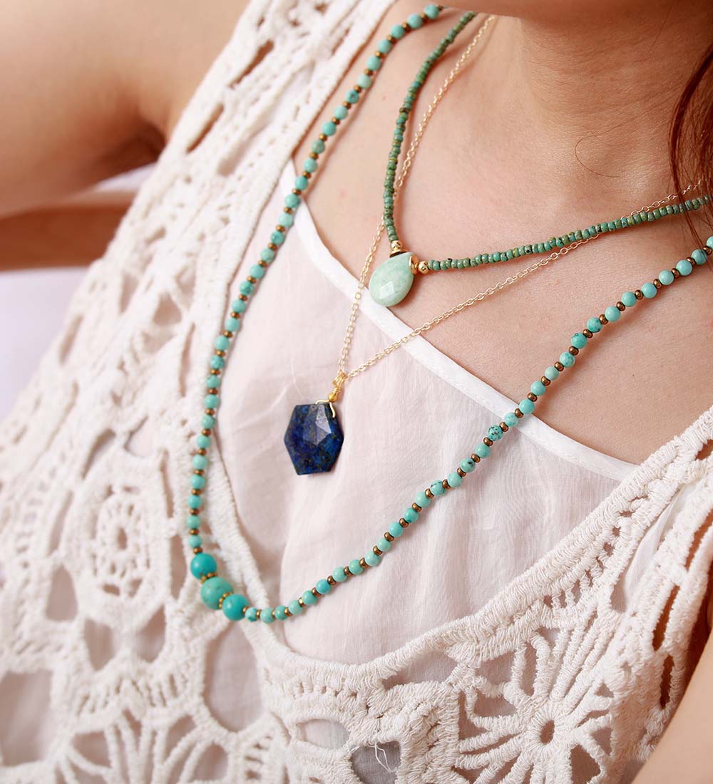 Lapis Lazuli Hexagon Necklace – Timeless Elegance