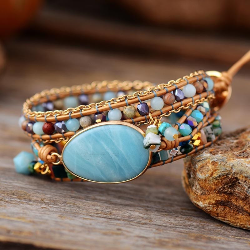 Amazonite Bracelet – Stylish Sea Blue Wrap Bracelet