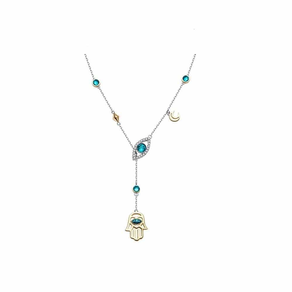 CrystalHamsa - Elegant Silver Necklace with Hamsa