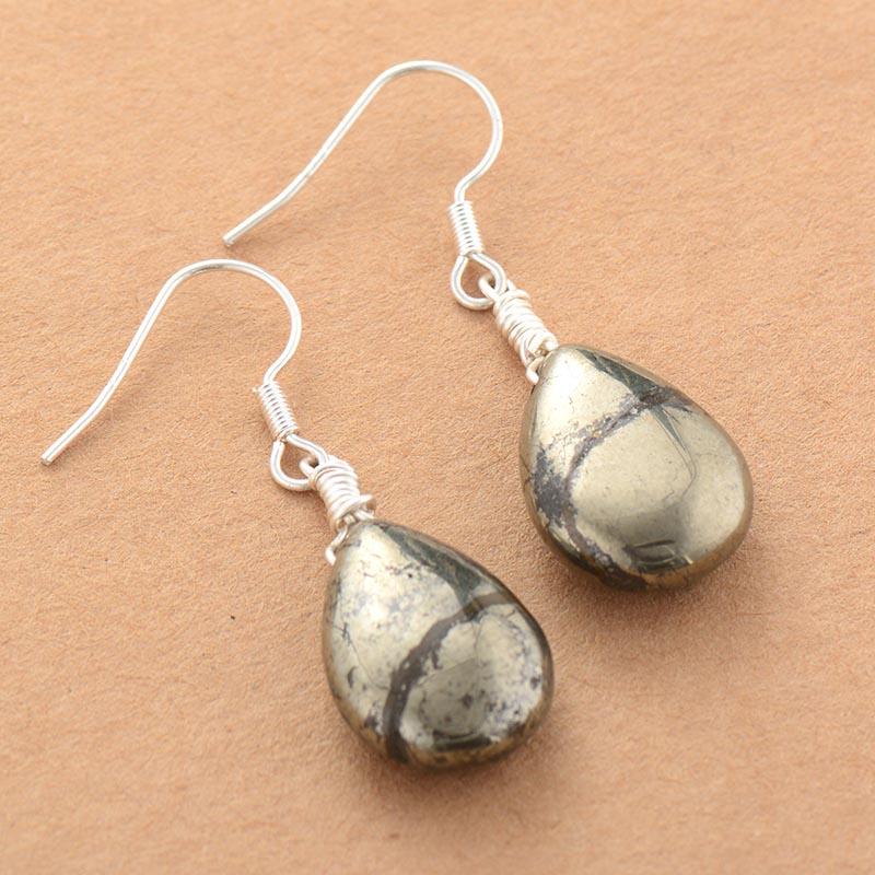 Elara Drop Earrings – Unique Reflective Pyrite Jewelry