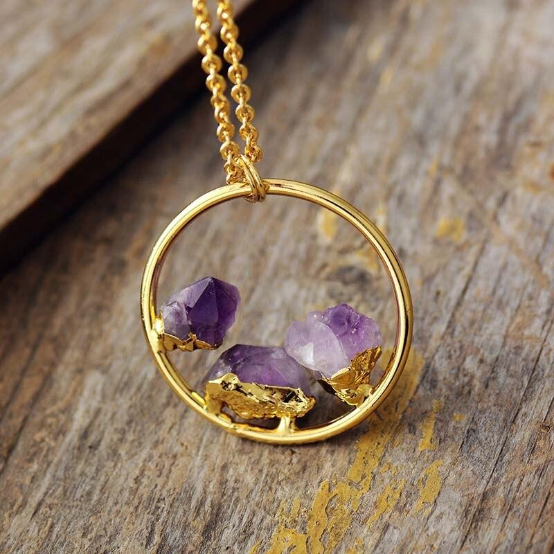 Evelyne Necklace – Elegant Necklace with Rough Amethyst