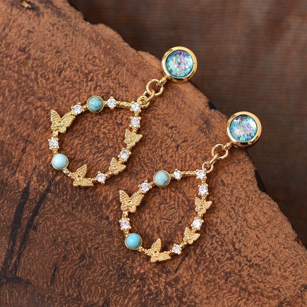 Elyra Earrings - Elegant Opal Drop Earrings