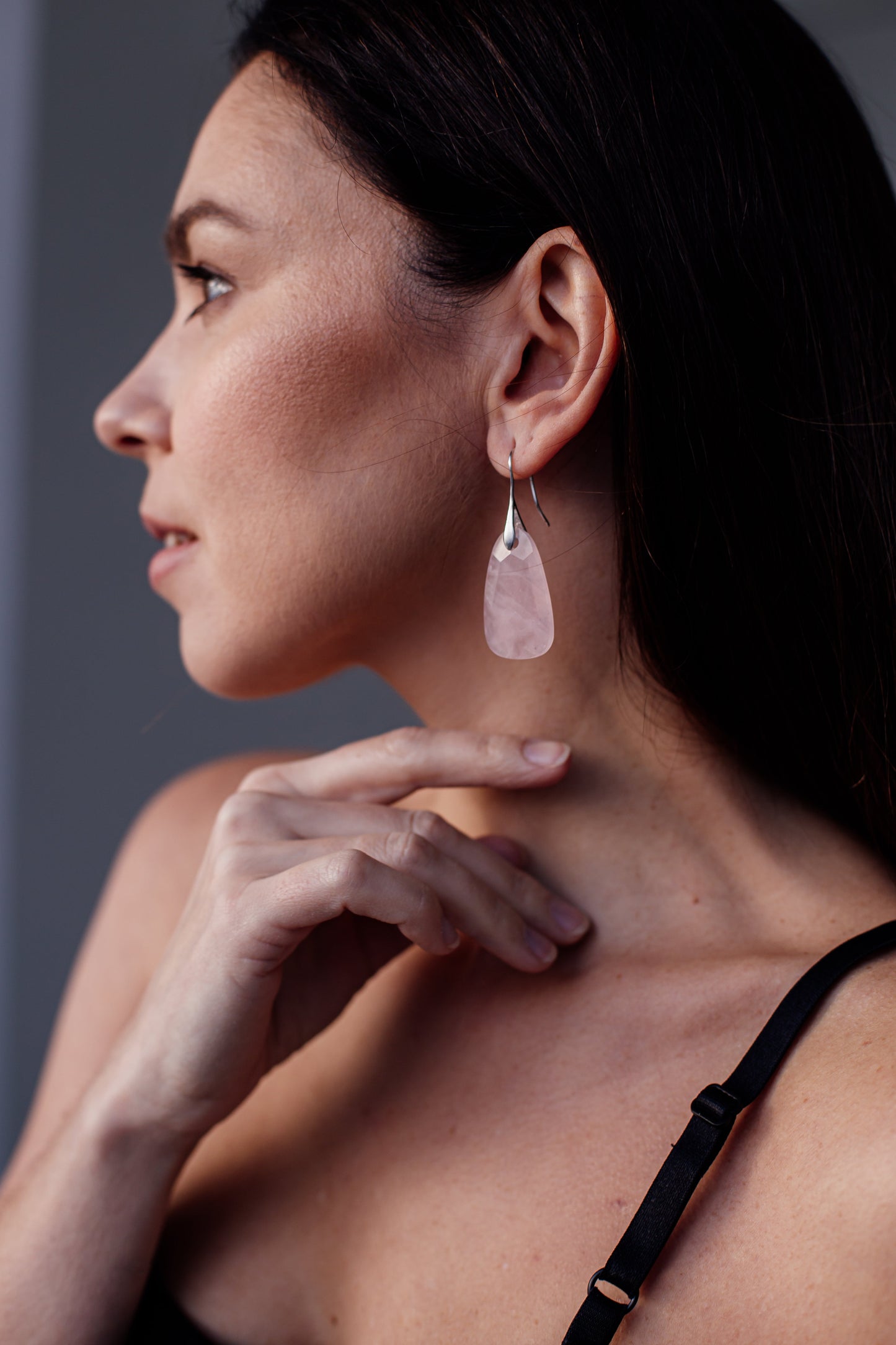 AuraGlow Earrings - Elegant Rose Quartz Protective Jewelry