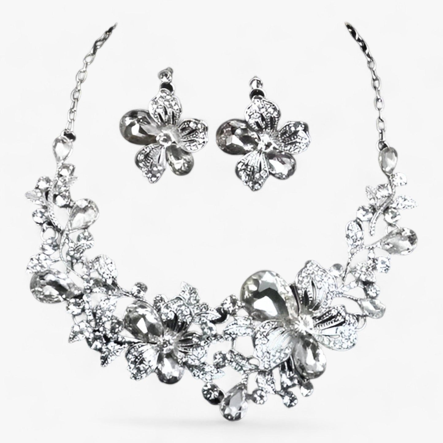 FleurGlow - Elegant Bridal Jewelry Set with Enamel Flowers