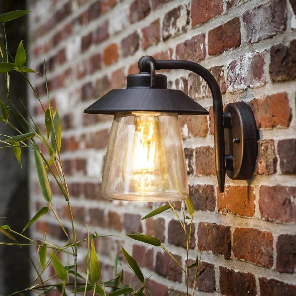 Cate Outdoor Light – Black Glass & Rust LED Lamp