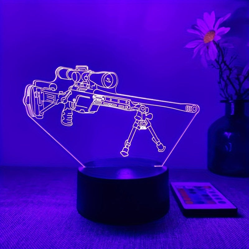 LumiGlow - 3D LED Night Light Black Pistol 16 Colors