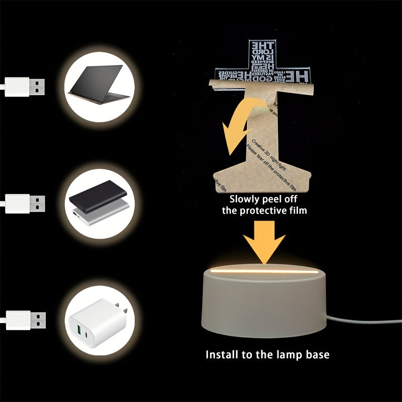 CrossGlow - 3D LED Night Light Acrylic with USB