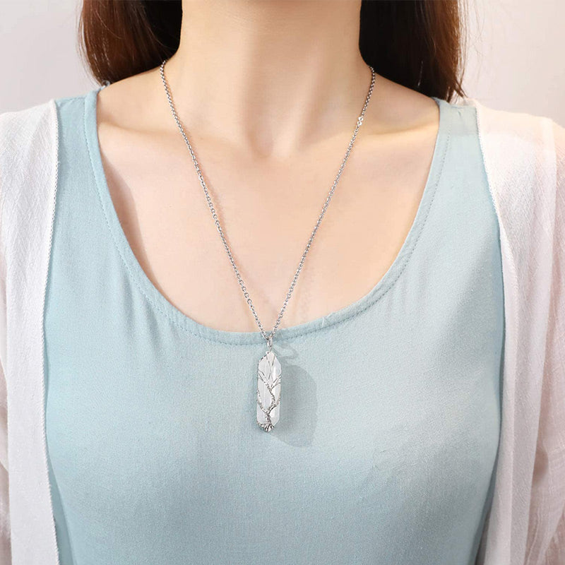 Elegant Tree of Life Gemstone Necklace with Radiant Crystals - Elara