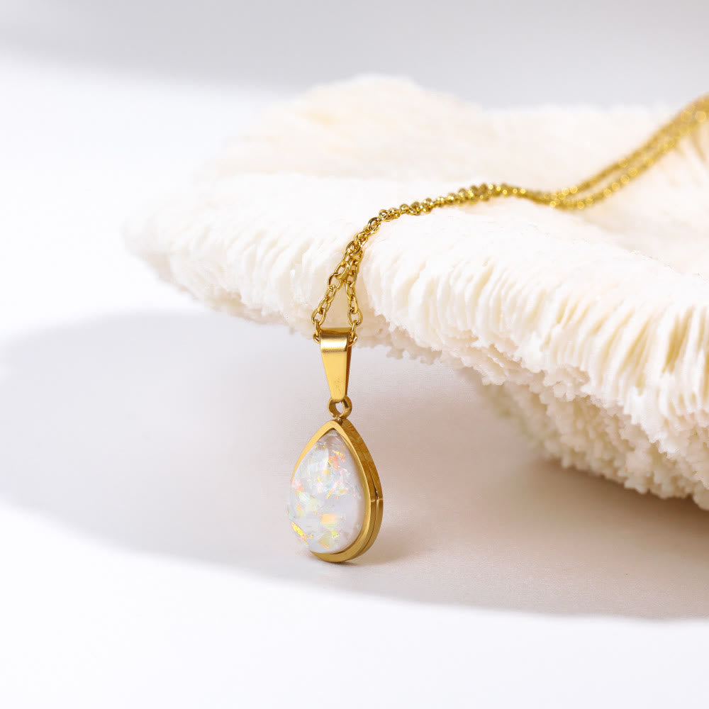Eloise 18K Natural Opal Teardrop Pendant Necklace - An Enchanting Elegance