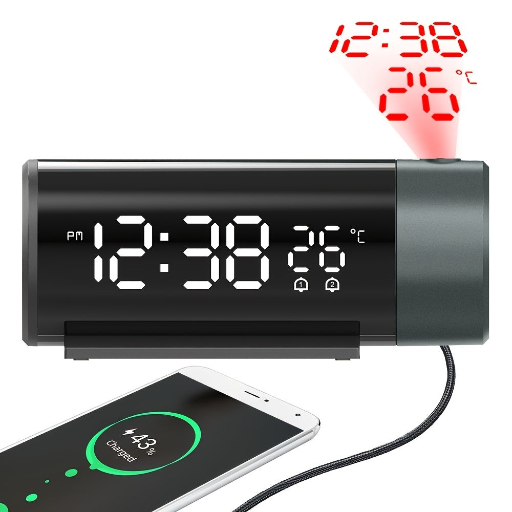 ProjectElite Clock - Black Modern Weather Projection Clock