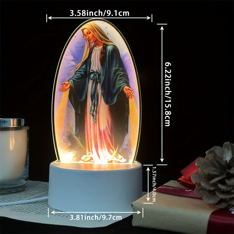 DivineGlow Nightlight - LED Virgin Mary with Acrylic