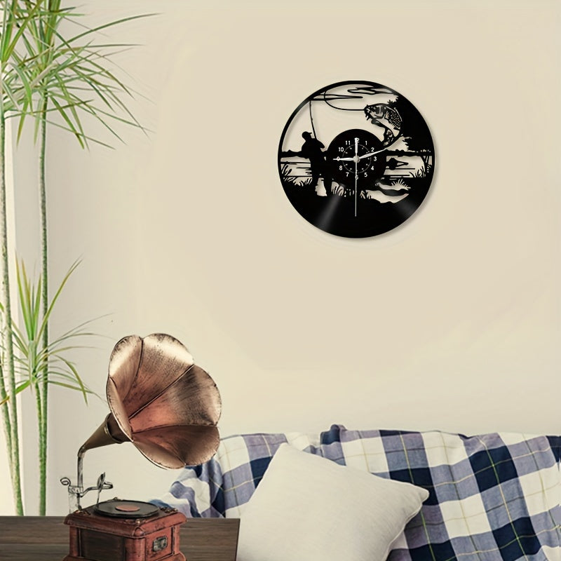 VinylCatch Clock - Retro Fishing Wall Decor