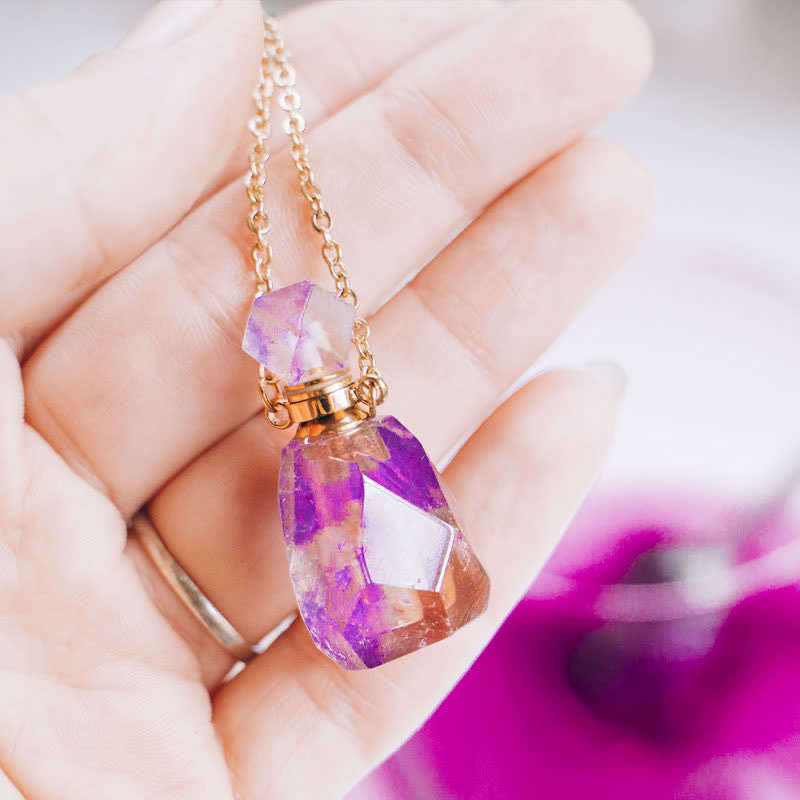 Elegant Necklace with Crystal Perfume Bottle - Iris