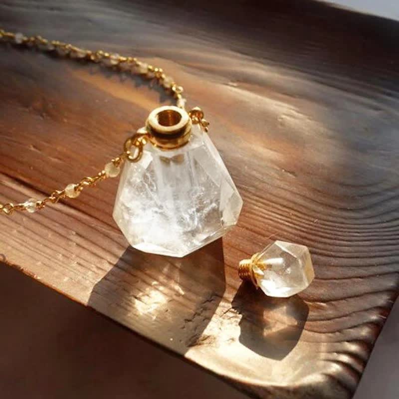 Elegant Necklace with Crystal Perfume Bottle - Iris