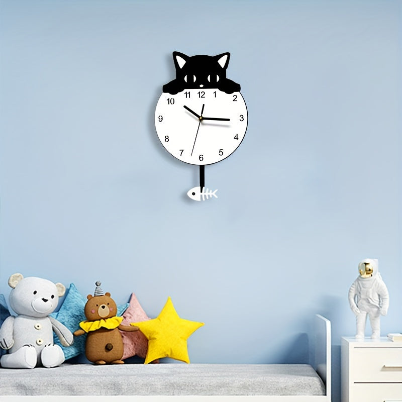 SwingCat Clock - Modern Cartoon-Style Cat Wall Clock