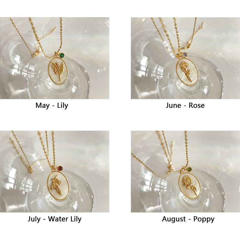 Aurora Birthstone and Birth Flower Necklace – A Personal Piece of Jewelry for My Loved Ones
